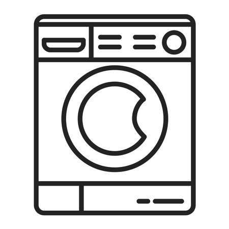 Washing machine line black icon. Household equipment. Ð¡leaning service. Outline pictogram for web page, mobile app, promo.のイラスト素材