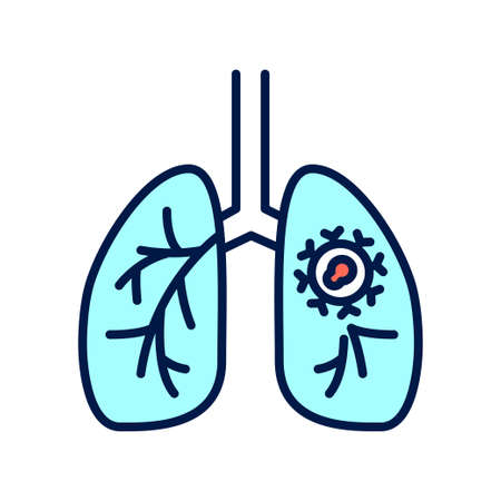 Lungs cancer line color icon. Oncology. Isolated vector element. Outline pictogram for web page, mobile app, promoのイラスト素材