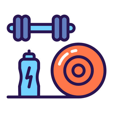 Sports equipment color linr icon. Home leisure.のイラスト素材