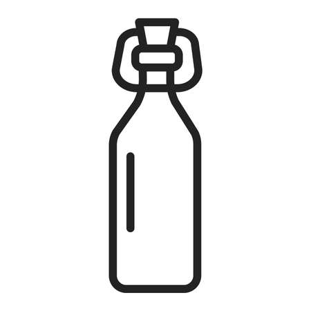 Reusable glass bottle line black icon. Zero waste lifestyle. Outline pictogram for web page, mobile app, promo.の写真素材
