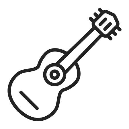 Acoustic guitar line black icon. String musical instrument. Home leisure. Outline pictogram for web page, mobile app, promo.の写真素材