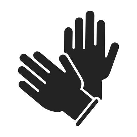 Rubber cleaning gloves black glyph icon. Hand protection against pollution. Pictogram for web page, mobile app, promo. UI UX GUI design element.の写真素材
