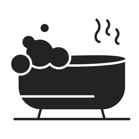 Bubble bath black glyph icon. Relax bathroom. Pictogram for web page, mobile app, promo. UI UX GUI design element.の写真素材