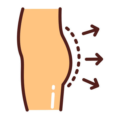 Buttock augmentation black line icon. Plastic body surgery. Isolated vector element. Outline pictogram for web page, mobile app, promoの写真素材