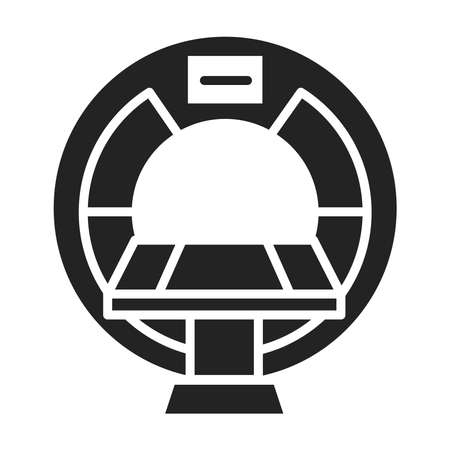 MRI machine scan device black glyph icon. Isolated vector element. Pictogram for web page, mobile app, promo.の写真素材