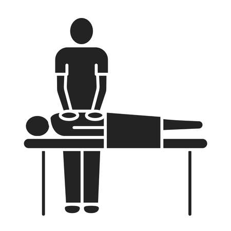Massage procedure glyph black icon. Physiotherapy. Isolated vector element.のイラスト素材