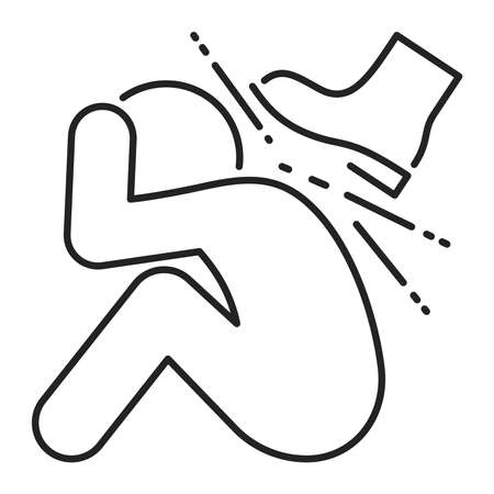 Physical bullying black line icon. Harassment, beat and violence. Isolated vector element. Outline pictogram for web page, mobile app, promo. Vector illustration.のイラスト素材