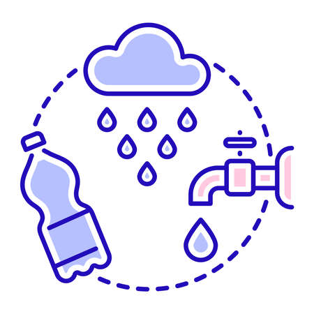 Water resources line color icon. Green energy sign. Water management.Isolated vector element. Outline pictogram for web page, mobile app, promo. Vector illustrationのイラスト素材