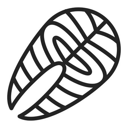 Steak red fish black line icon. Seafood product. Protein, phosphorus, fat source. Isolated vector element. Outline pictogram for web page, mobile app, promo. Vector illustrationのイラスト素材
