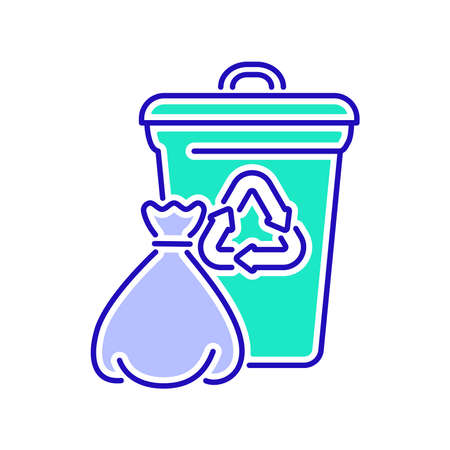 Waste recycling color line icon. Zero waste lifestyle. Environmental protection. Outline pictogram for web page, mobile app, promo.のイラスト素材