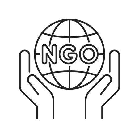 NGO organization black line icon. Non profit community. Pictogram for web page, mobile app, promo.のイラスト素材