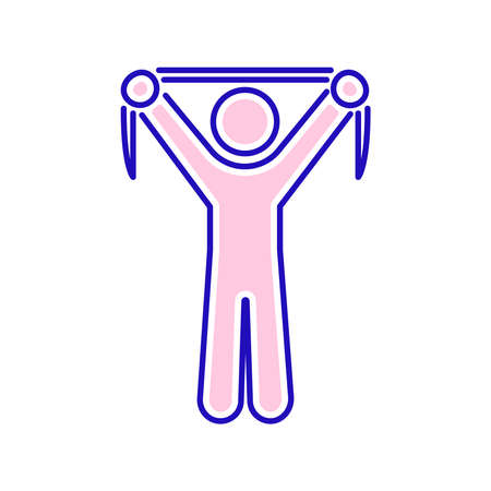 Physiotherapy line color icon. Exercise, stretching. Rehabilitation, therapy concept. Isolated...
