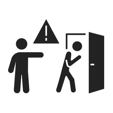 Discredit black glyph icon. Humiliation, insulting a person concept. Isolated vector element. Outline pictogram for web page, mobile app, promo. Vector illustrationのイラスト素材