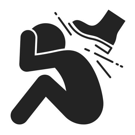 Physical bullying black glyph icon. Harassment, beat and violence. Isolated vector element. Outline pictogram for web page, mobile app, promo. Vector illustrationのイラスト素材