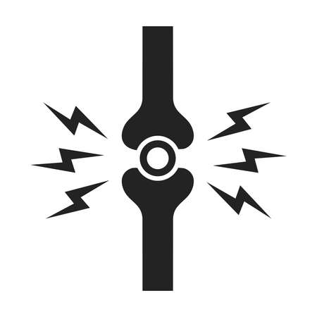 Acute pain bone black glyph icon. Isolated vector element. Outline pictogram for web page, mobile app, promo.のイラスト素材