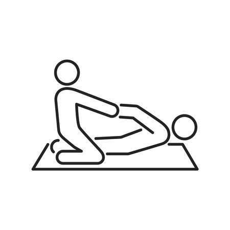 Physiotherapy line black icon. Rehabilitation, therapy concept. Injury treatment. Isolated vector element. Outline pictogram for web page, mobile app, promo.のイラスト素材