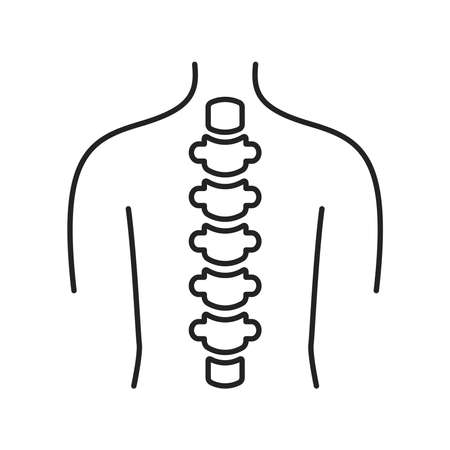 Human spine anatomy black line icon. Health care. Isolated vector element. Outline pictogram for web page, mobile app, promo. Vector illustrationのイラスト素材