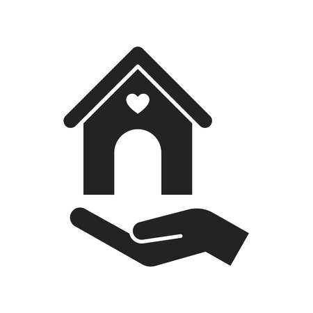 Help homeless black glyph icon. Charity concept for poor street people. Outline pictogram for web page, mobile app, promo.のイラスト素材