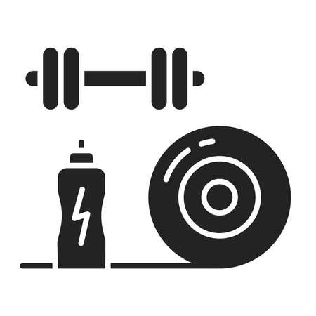 Sports equipment black glyph icon. Home leisure. Outline pictogram for web page, mobile app, promo.のイラスト素材
