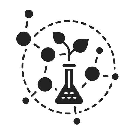 Genetically modified plant grown in test tube black glyph icon. Isolated vector element. Outline pictogram for web page, mobile app, promo.のイラスト素材