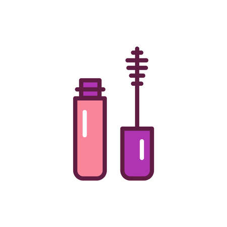 Mascara color line icon. Beauty industry. Professional facial makeup. Beauty industry. Isolated vector element. Outline pictogram for web page, mobile app, promo. Vector illustrationのイラスト素材