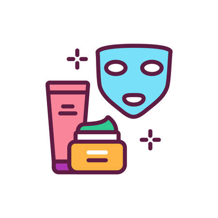 Face mask color line icon. Skin care. Moisturizing and nourishing skin. Isolated vector element. Outline pictogram for web page, mobile app, promo. Vector illustrationのイラスト素材