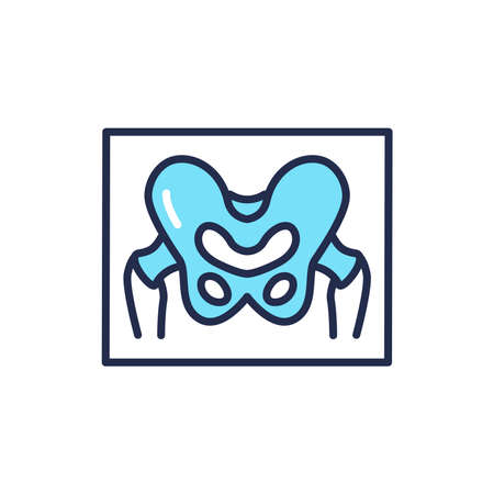 X-ray screening pelvis color line icon. Isolated vector element. Outline pictogram for web page, mobile app, promoのイラスト素材