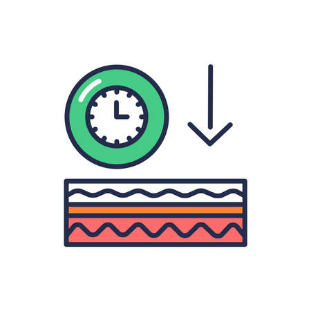 Appearance of wrinkles color line icon. Skin layer. Outline pictogram for web page, mobile app, promo.のイラスト素材