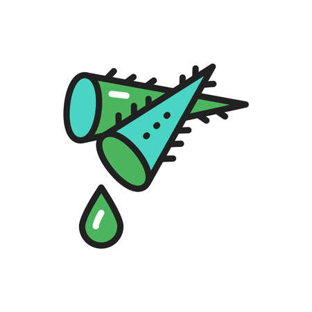 Aloe color line icon. Natural plant. Isolated vector elementのイラスト素材