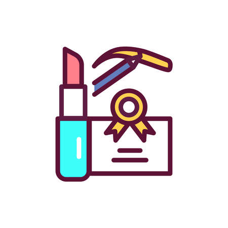 Beauty industry courses color line icon. Vector illustrationのイラスト素材