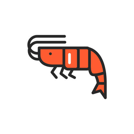 Shrimp color line icon. Pictogram for web page, mobile app, promo. Editable stroke.のイラスト素材