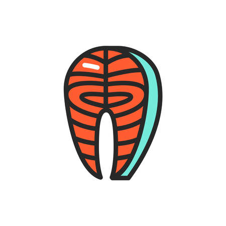 Salmon or trout steak color line icon. Pictogram for web page, mobile app, promo. Editable stroke.のイラスト素材