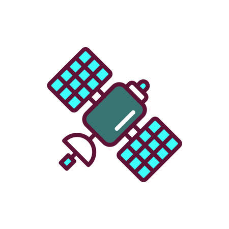 Satellite color line icon. Pictogram for web page, mobile app, promo. Editable stroke.のイラスト素材