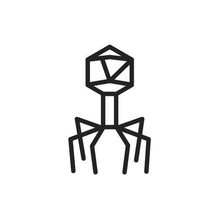 Bacteria bacteriophage black line icon. Vector illustrationのイラスト素材