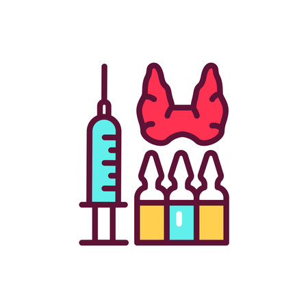 Thyroid injection treatment line icon. Isolated vector element.のイラスト素材
