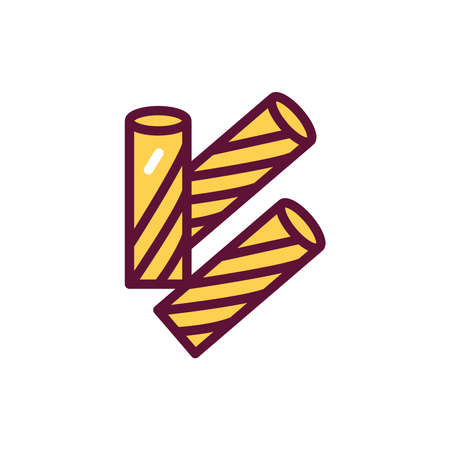 Original italian pasta Tortiglioni color line icon. Isolated vector element.のイラスト素材