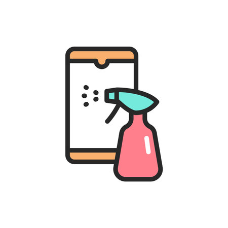 Disinfection phone color line icon. Isolated vector element.のイラスト素材