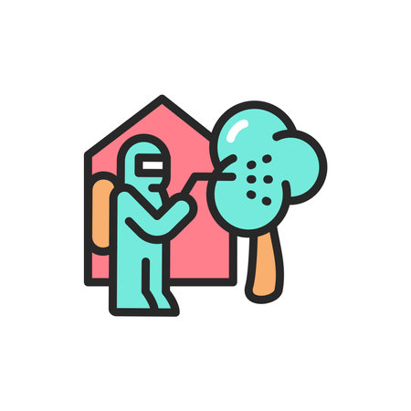 Street disinfection color line icon. Isolated vector element.のイラスト素材