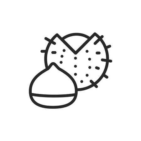 Chest nut black line icon. Isolated vector element. Outline pictogram for web page, mobile app, promo.のイラスト素材