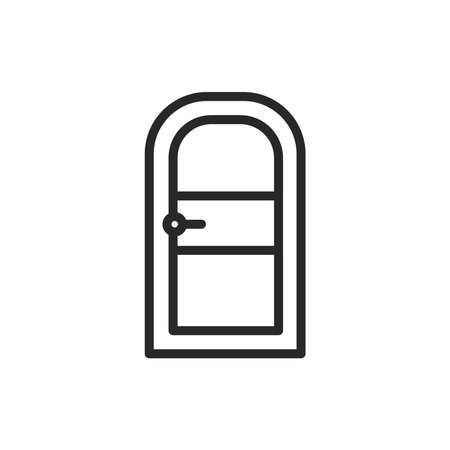 Front view closed interroom door color line icon. Isolated vector element.のイラスト素材