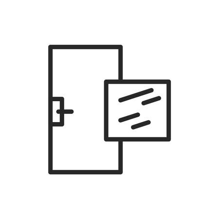 Front view closed door color line icon. Material metal. Isolated vector element.のイラスト素材