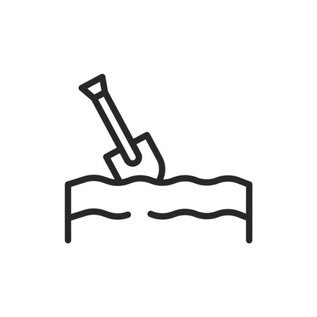 Digging a grave color line icon. Isolated vector element.のイラスト素材