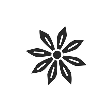 Star anise plant black glyph icon. Vector illustrationのイラスト素材