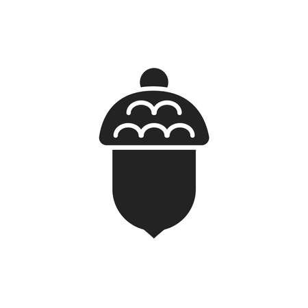 Acorn black glyph icon. Isolated vector element. Outline pictogram for web page, mobile app, promo.のイラスト素材