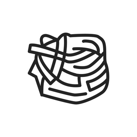 Original italian pasta tagliatelle color line icon. Isolated vector element.のイラスト素材