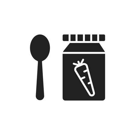 Organic children food color line icon. Outline pictogram for web page.のイラスト素材