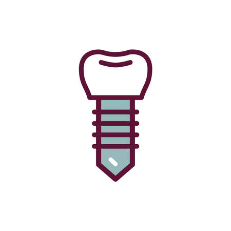 Artificial tooth color line icon. Isolated vector element. Outline pictogram for web page, mobile...
