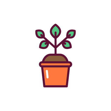 Plant in pot color line icon. isolated vector element. Outline pictogram for web page, mobile app, promoのイラスト素材