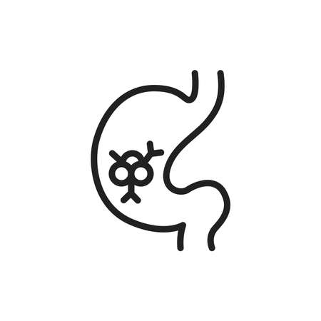 Stomach cancer line icon. Isolated vector element.のイラスト素材