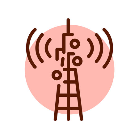Broadcast line icon. Transmission tower. Pictogram for web pageのイラスト素材